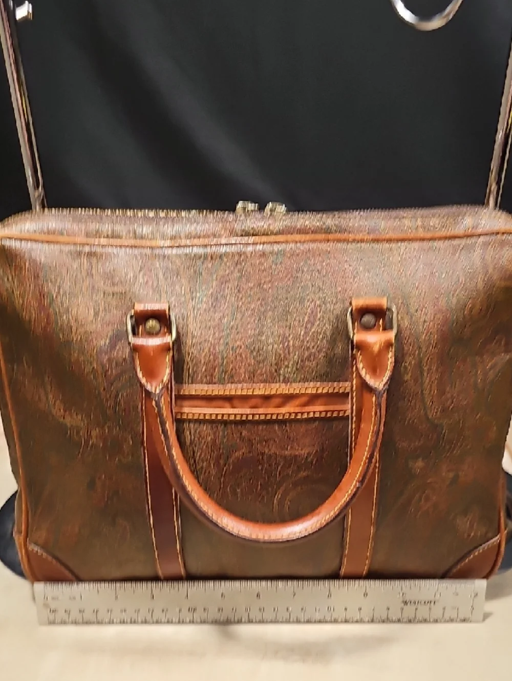 Etro Brown Paisley Leather Briefcase - Classic Travel Bag